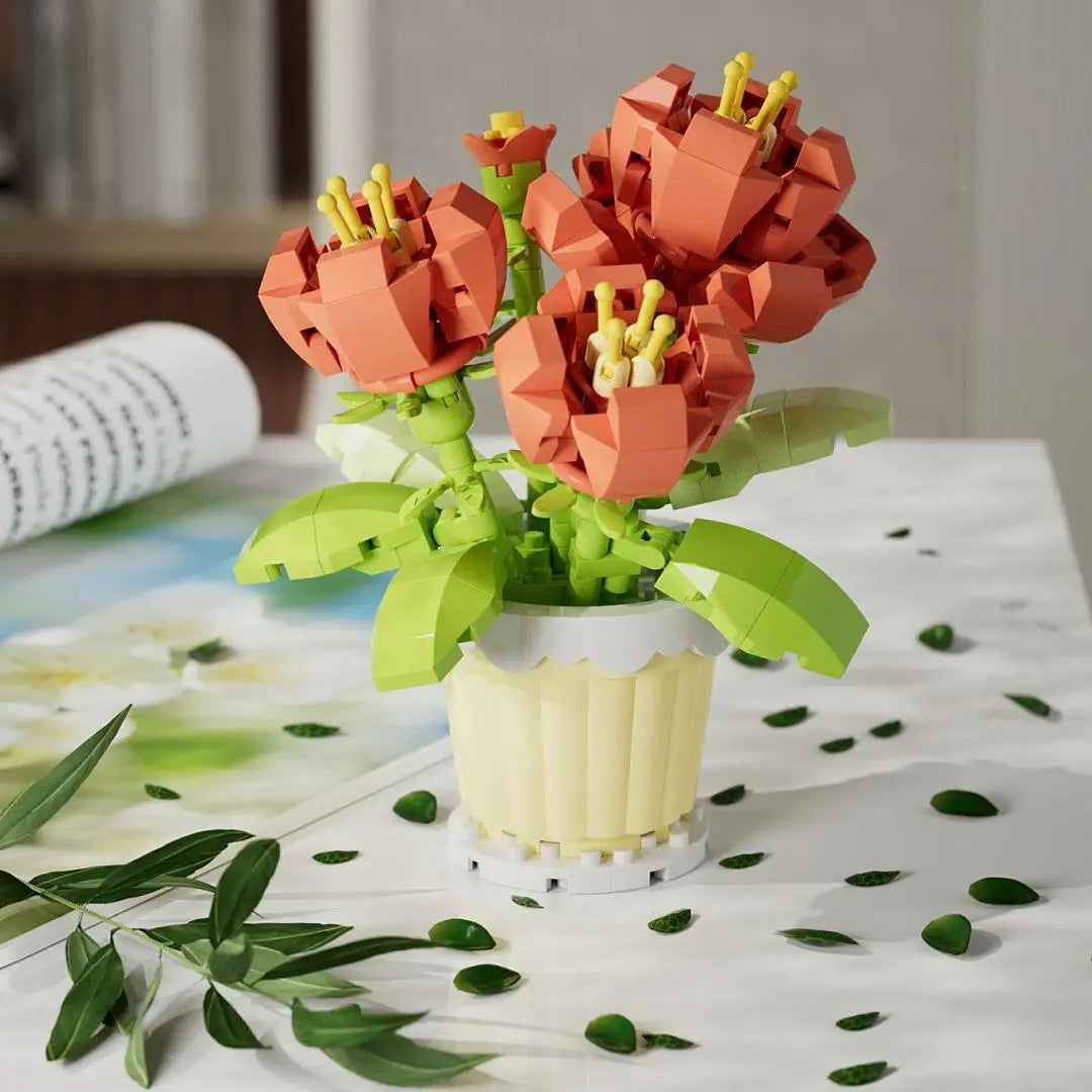 Flower Bouquet Basket Building Blocks