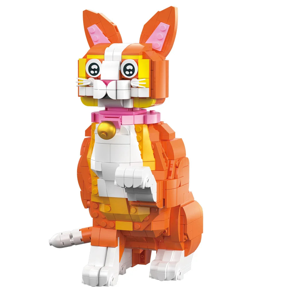 Adorable Building Block Mini Cat Model