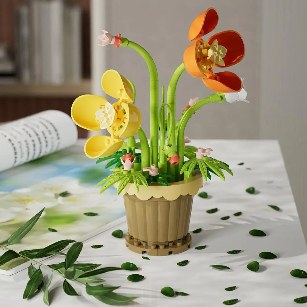 Flower Bouquet Basket Building Blocks
