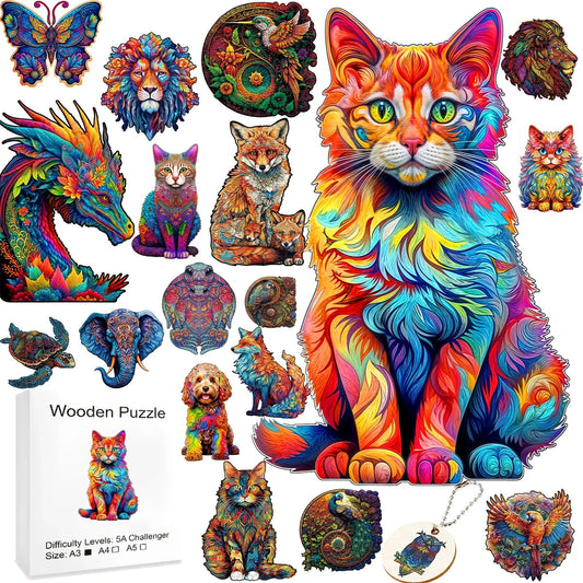 Brain Teaser Jigsaw Animal Puzzle + Key Chain