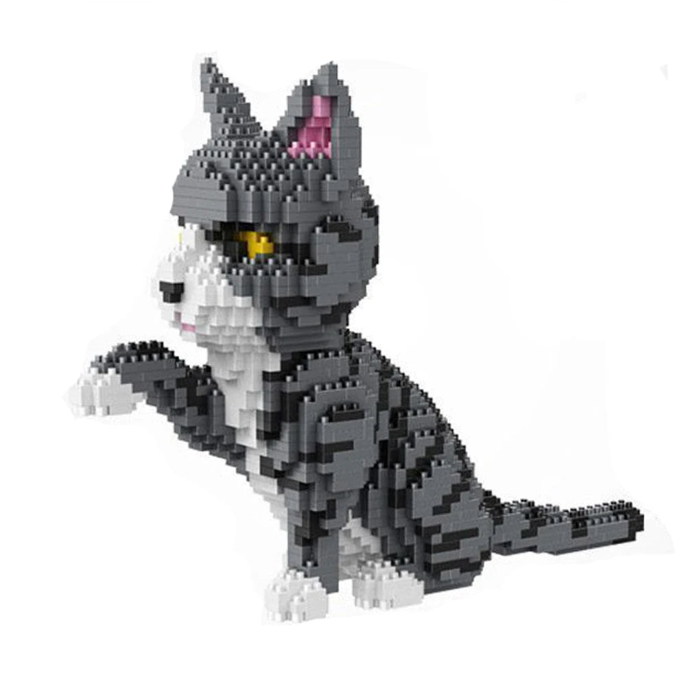 Adorable Building Block Mini Cat Model