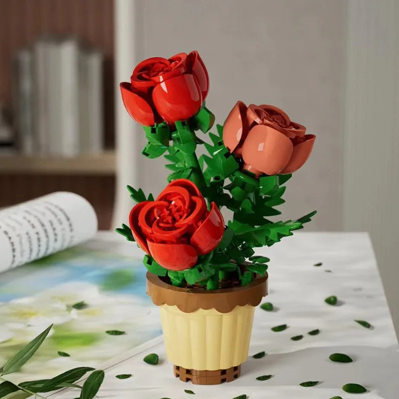 Flower Bouquet Basket Building Blocks